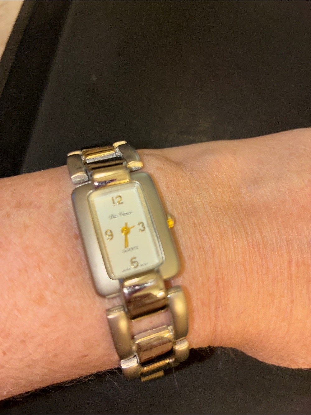 Two-Tone Silver and Gold Women’s Rectangular Bracelet Watch